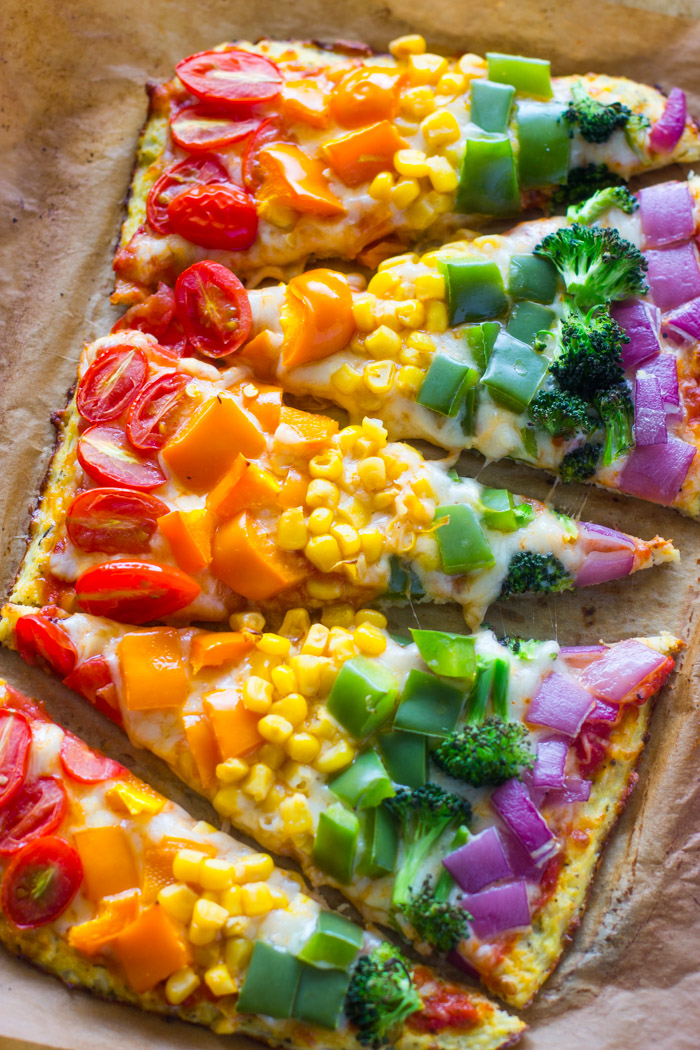 Rainbow Cauliflower Crust Pizza | Gimme Delicious