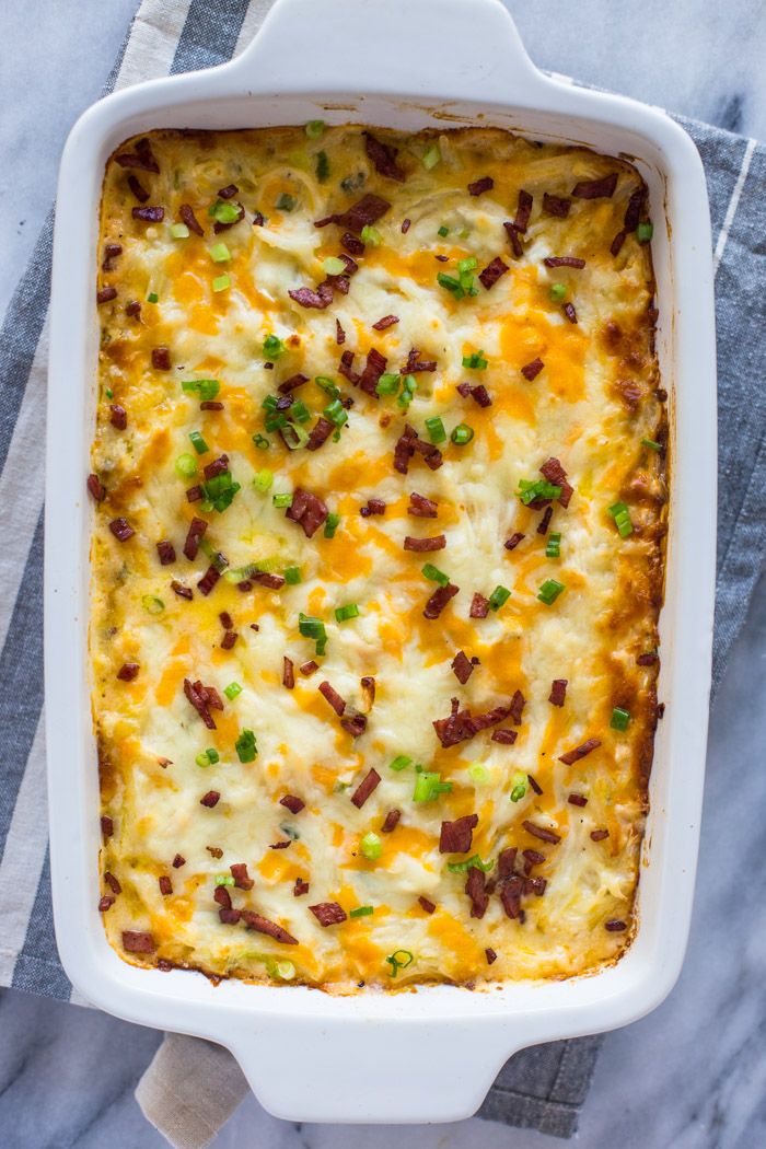 Cheesy Shredded Potato Casserole (with Low-fat Option) | Gimme Delicious