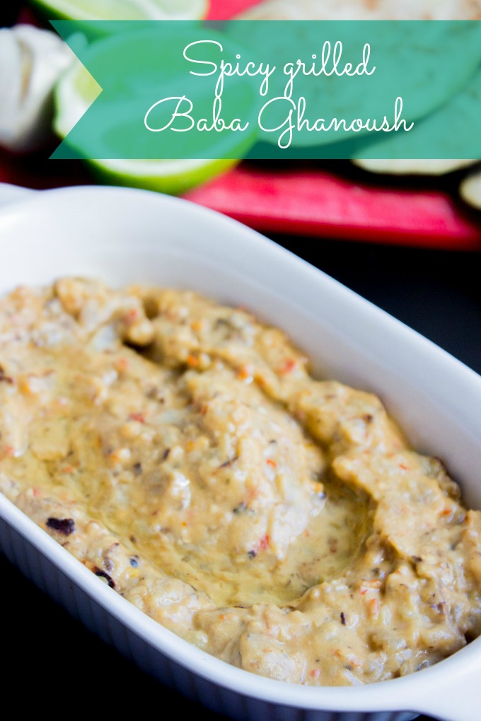 Spicy grilled garlic Lime Baba Ghanoush { Eggplant Dip }