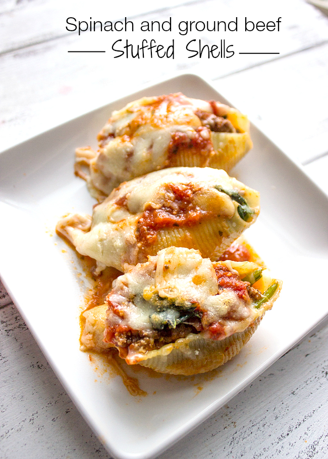 Spinach and Ground Beef Stuffed Shells 