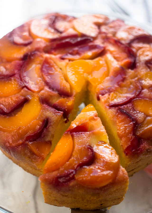 Peach and Plum Up-Side Down Cake