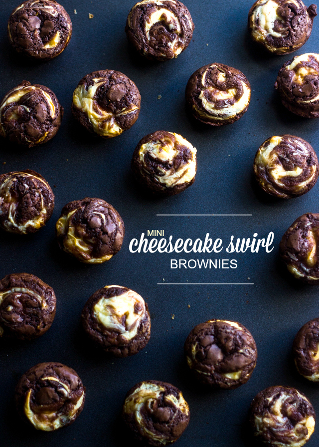 Mini Cheesecake Swirl Brownies