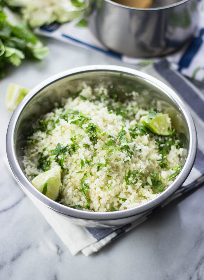 Cilantro Lime Cauliflower "Rice" (Low-carb, Healthy, Quick)  #Weightloss #vegan #vegetarian #sides