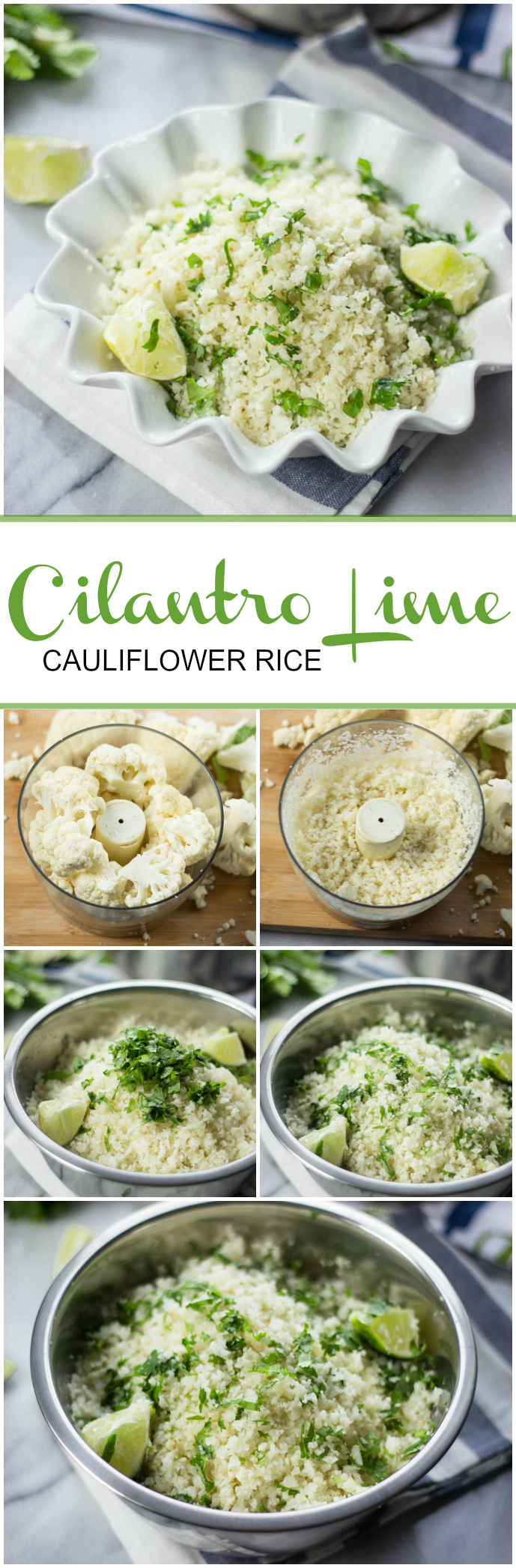 Cilantro Lime Cauliflower "Rice" (Low-carb, Healthy, Quick)  #Weightloss #vegan #vegetarian #sides