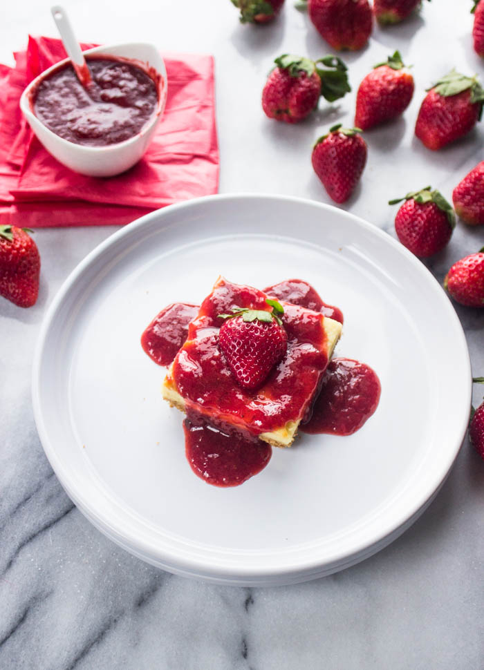 Cheesecake Bars with Strawberry Syrup 