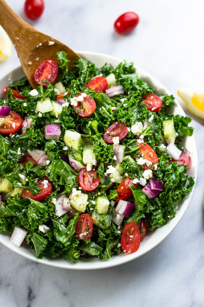 Greek Kale Salad with lemon Olive Oil Dressing #Weightloss #recipes #skinny #fatburning 