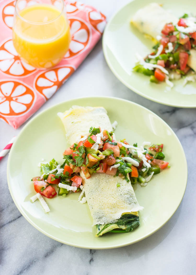 Spinach omelette crepes 