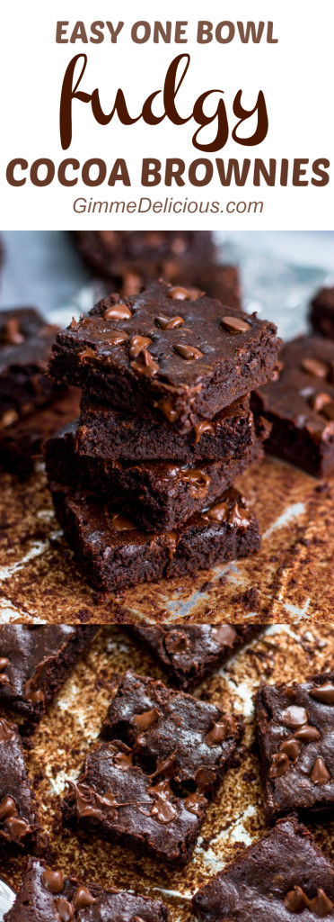 Easy One Bowl Fudgy Cocoa Brownies Gimme Delicious