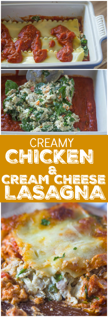 Creamy Chicken, Spinach & Cream Cheese Lasagna