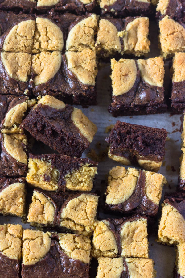 Peanut Butter Cookie Brownies | Gimme Delicious