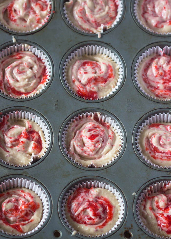 Fresh Strawberry Swirl Cupcakes with Strawberry Buttercream
