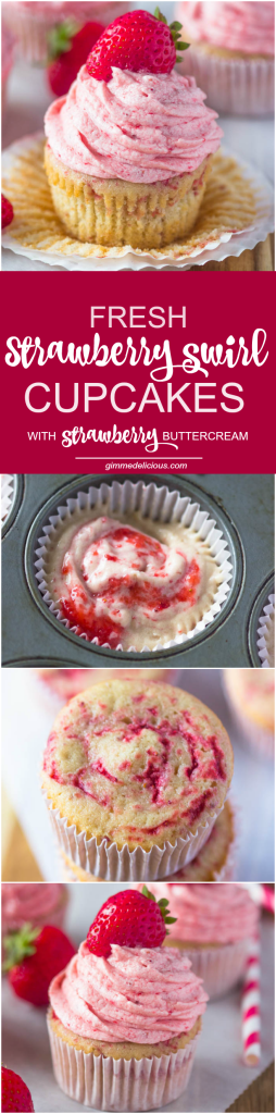Fresh Strawberry Swirl Cupcakes with Strawberry Buttercream