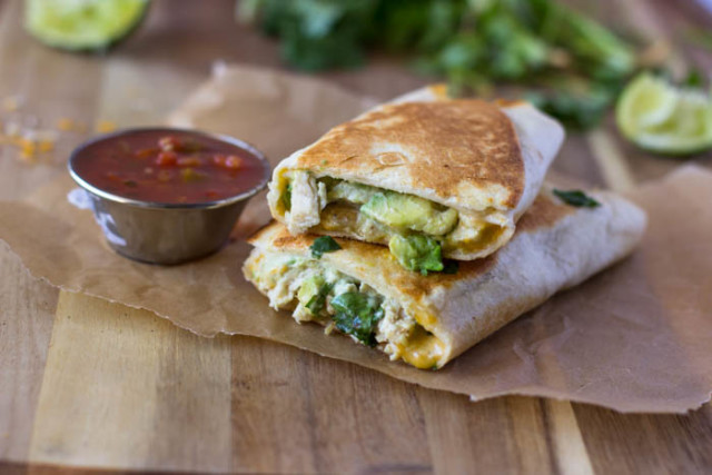 10 Minute Healthy Crispy Chicken and avocado Wraps | Gimme Delicious