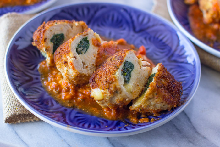 Breaded Chicken Breasts Stuffed with Spinach and Cheese #low-carb #Skinny #healthy 