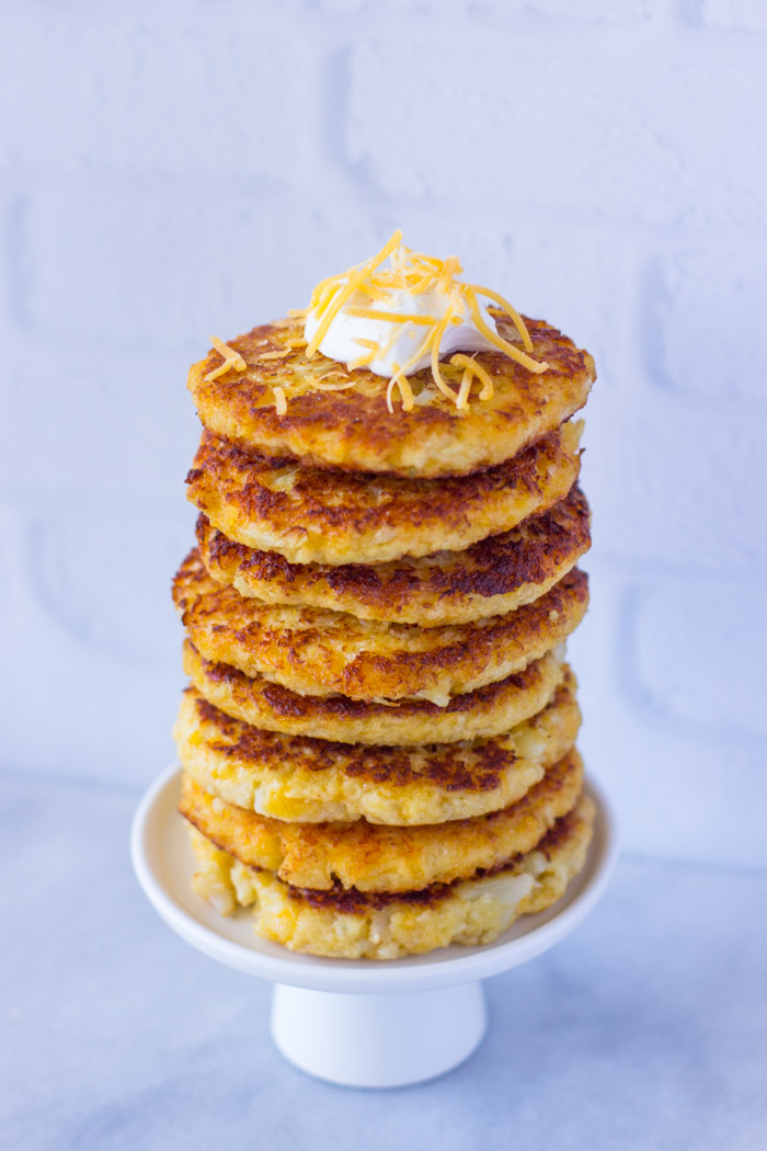 Cauliflower Cheddar Fritters (Pancakes)