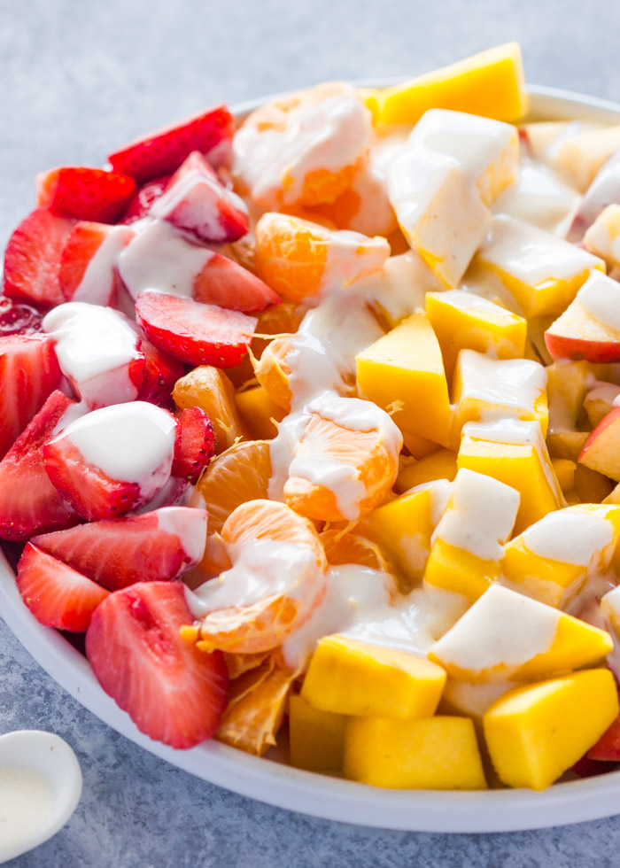 Fruit Salad With Healthy Honey Yogurt Sauce Gimme Delicious