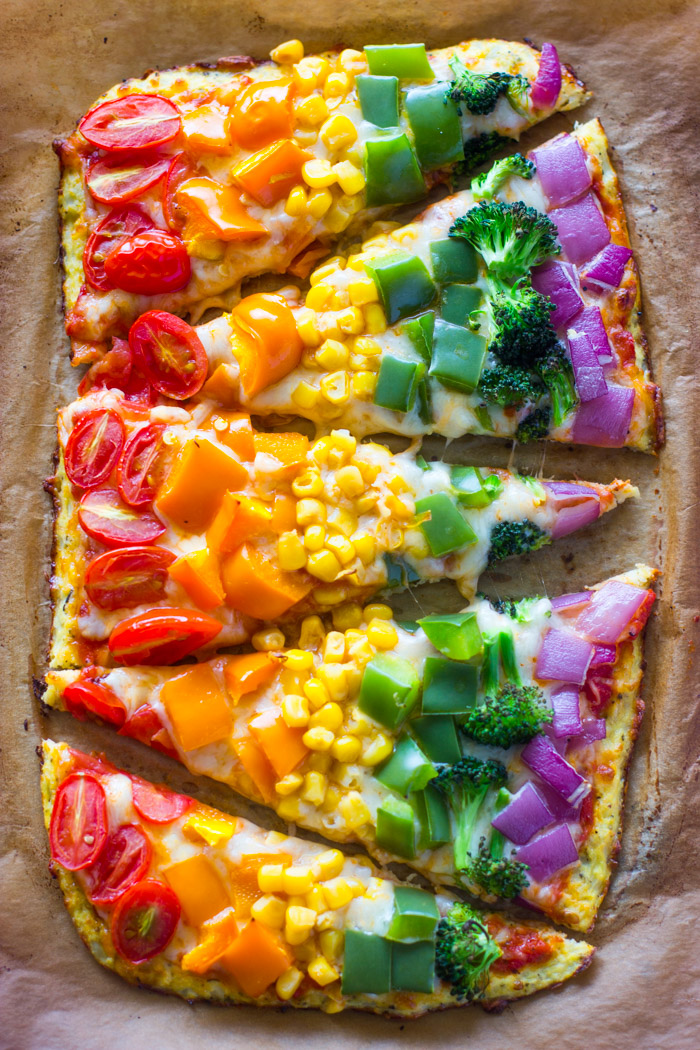 rainbow cauliflower crust pizza