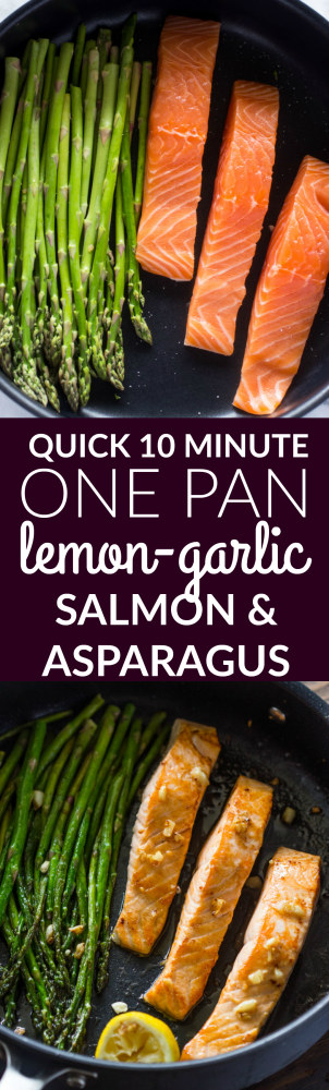 10 Minute One Pan Lemon Garlic Salmon and Asparagus