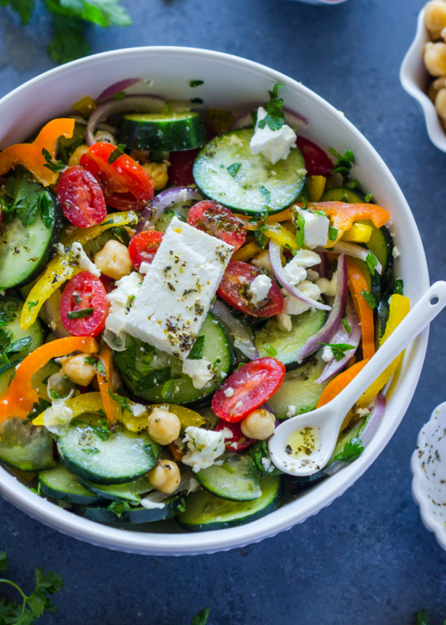 Mediterranean Cucumber Chickpea Salad (Video) | Gimme Delicious