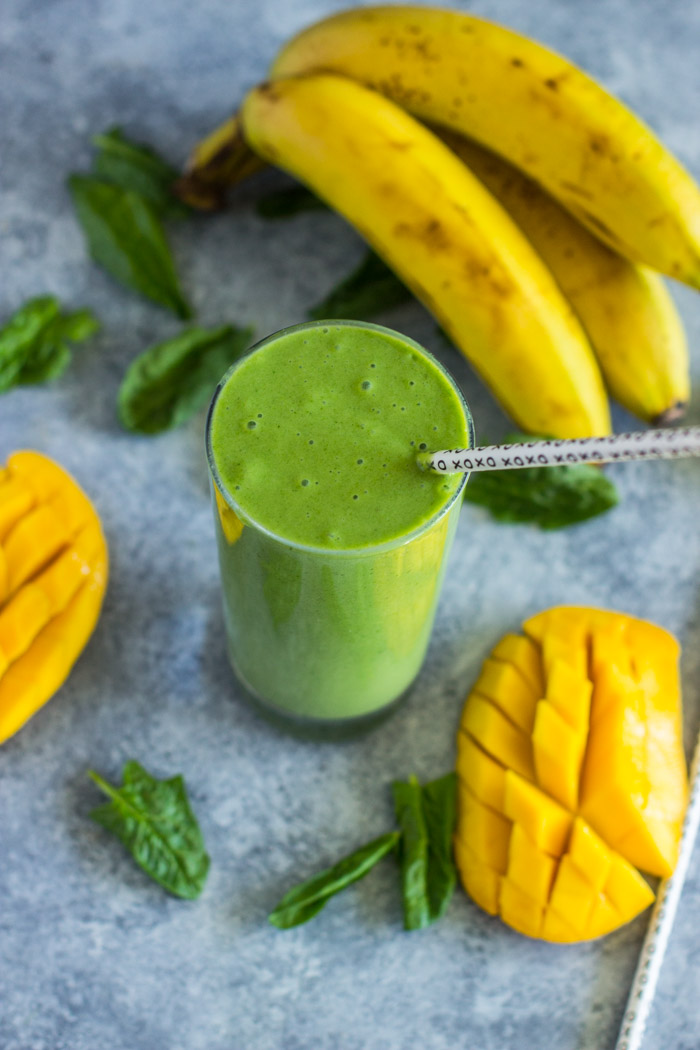 4 ingredient Spinach Mango Banana Green Smoothie