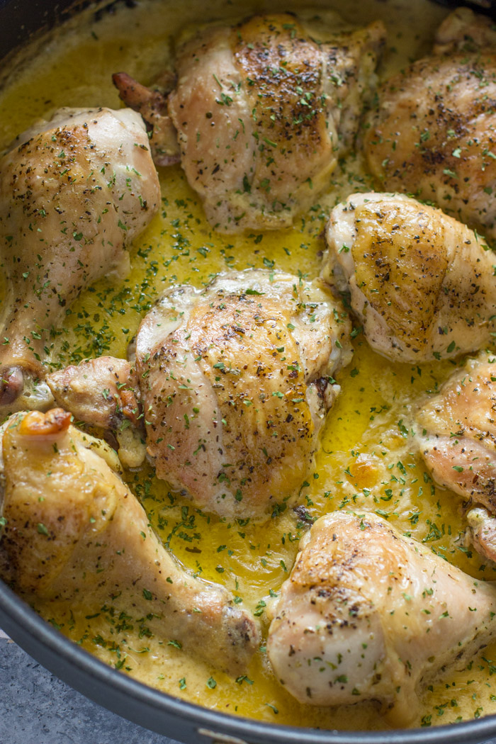 One pan Baked Chicken with Garlic Parmesan Cream Sauce | Gimme Delicious