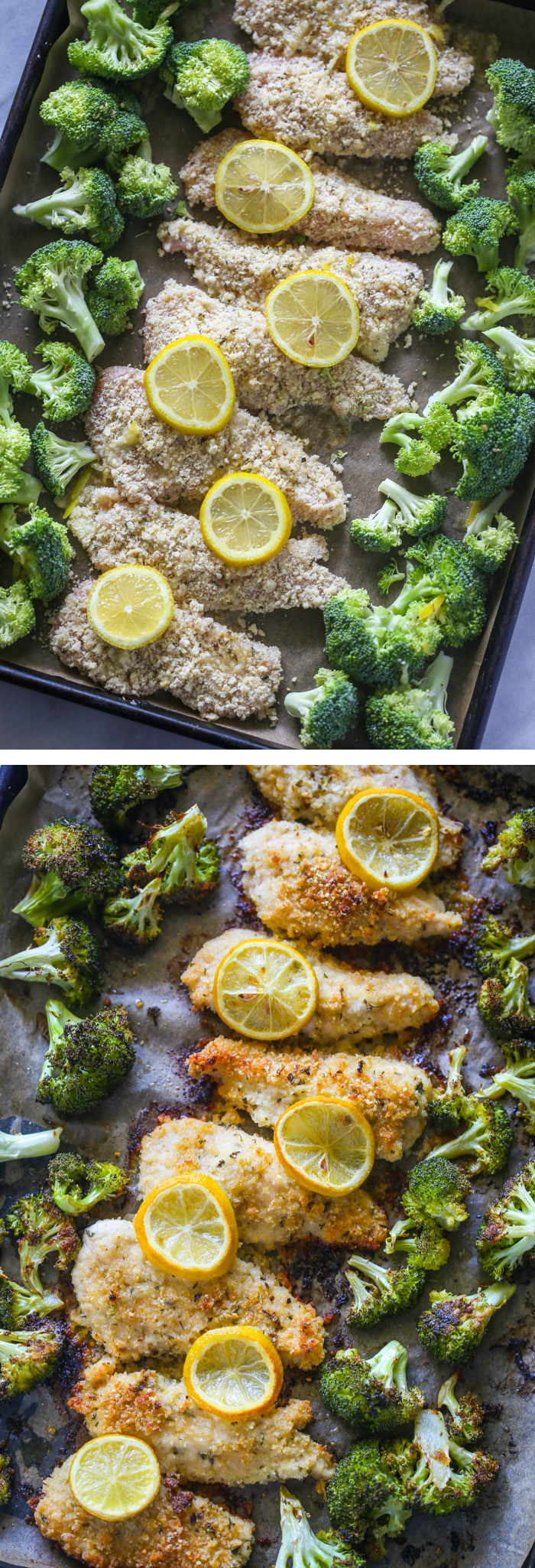 20 Minute One Pan Lemon Parmesan Chicken and Broccoli