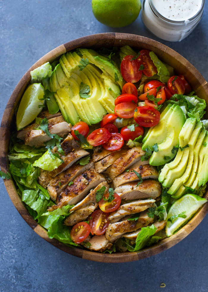 Chicken and Avocado Salad with Skinny Creamy Dressing