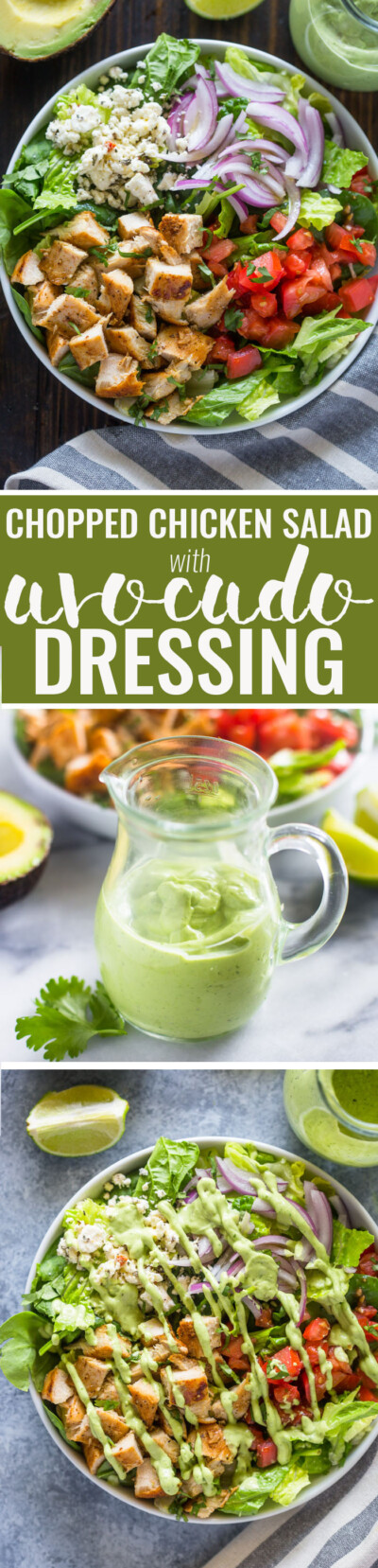 Chopped Chicken Salad with Creamy Avocado Dressing | Gimme Delicious