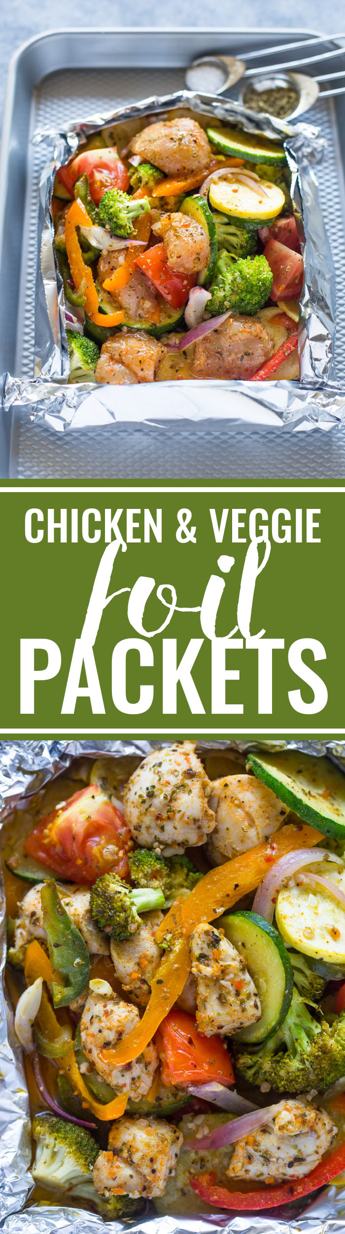Easy Baked Italian Chicken and Veggie Foil Packets