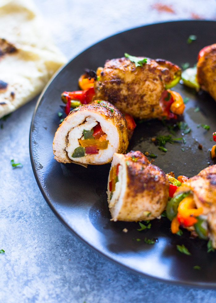 Healthy Baked Chicken Fajita Roll-Ups 