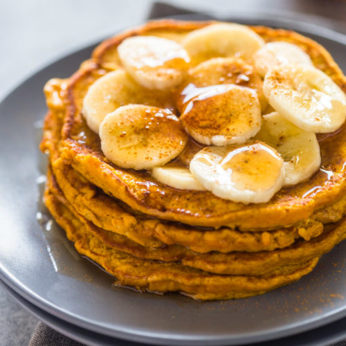 Healthy Pumpkin Banana Pancakes (Paleo, G-F, Protein Options) | Gimme ...