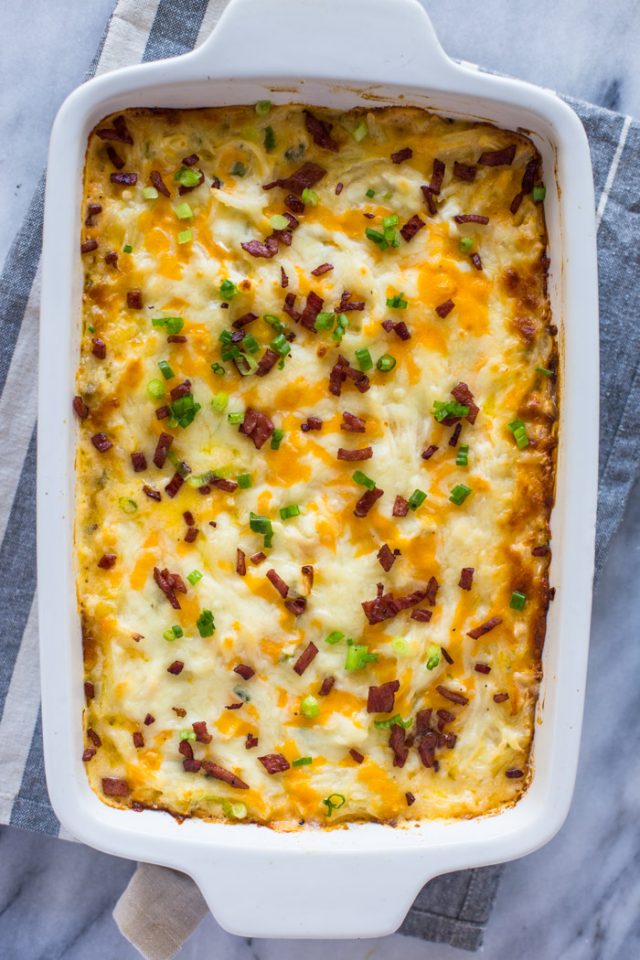 Cheesy Shredded Potato Casserole (with Low-fat Option) | Gimme Delicious