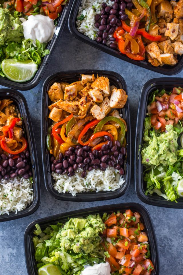 Meal-Prep Chicken Burrito Bowls | Gimme Delicious