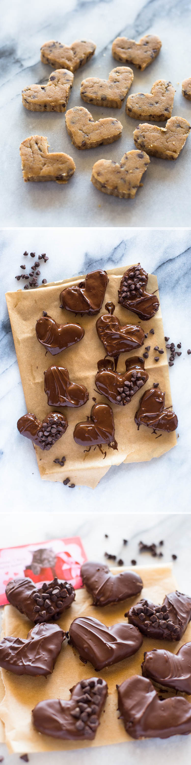 Skinny Edible Chocolate Chip Cookie Dough Hearts