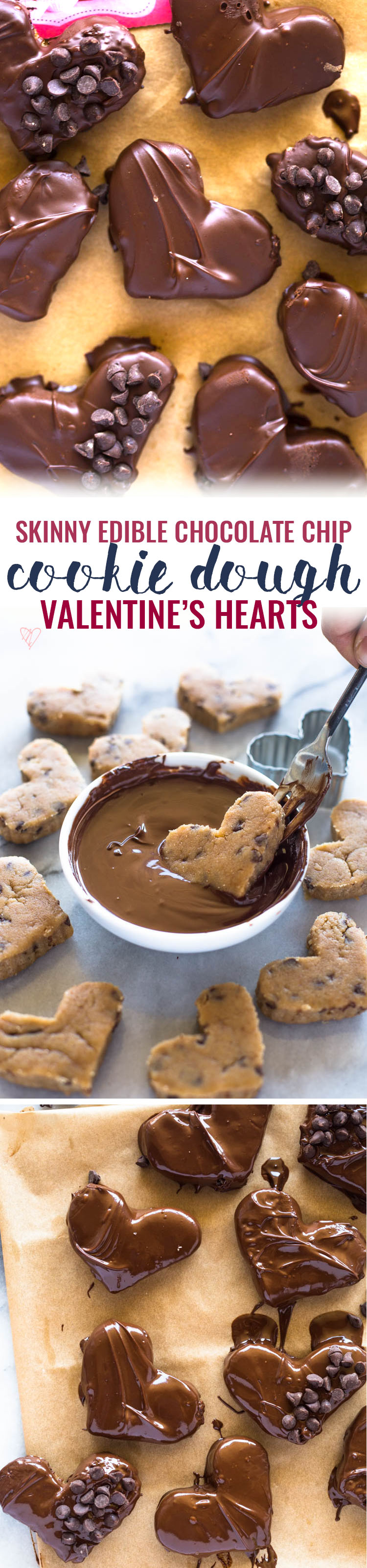 Skinny Edible Chocolate Chip Cookie Dough Hearts