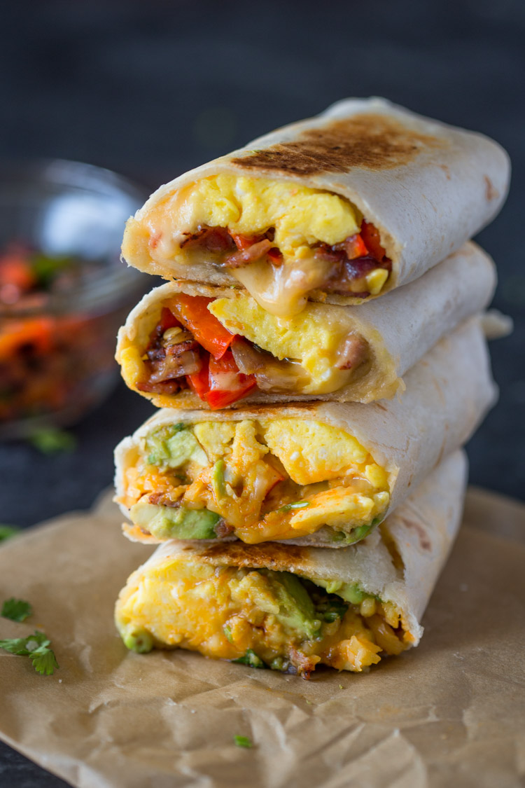Cheesy Breakfast & Brunch Egg burrito Wraps | Gimme Delicious