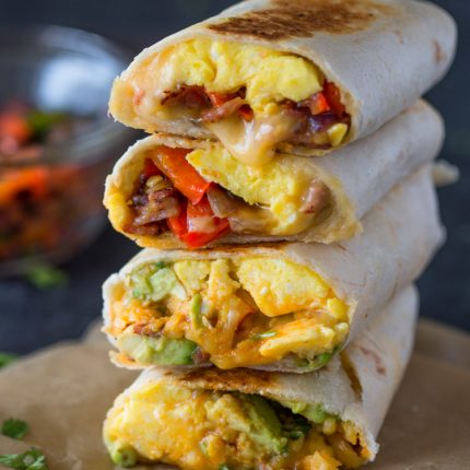 Cheesy Breakfast & Brunch Egg burrito Wraps | Gimme Delicious