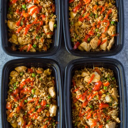 Healthy Chicken & Veggie Fried Rice Meal-Prep | Gimme Delicious