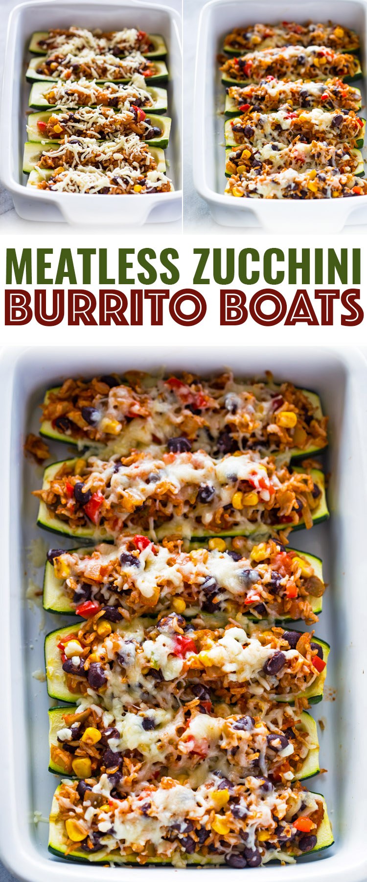 Meatless Zucchini Burrito Boats