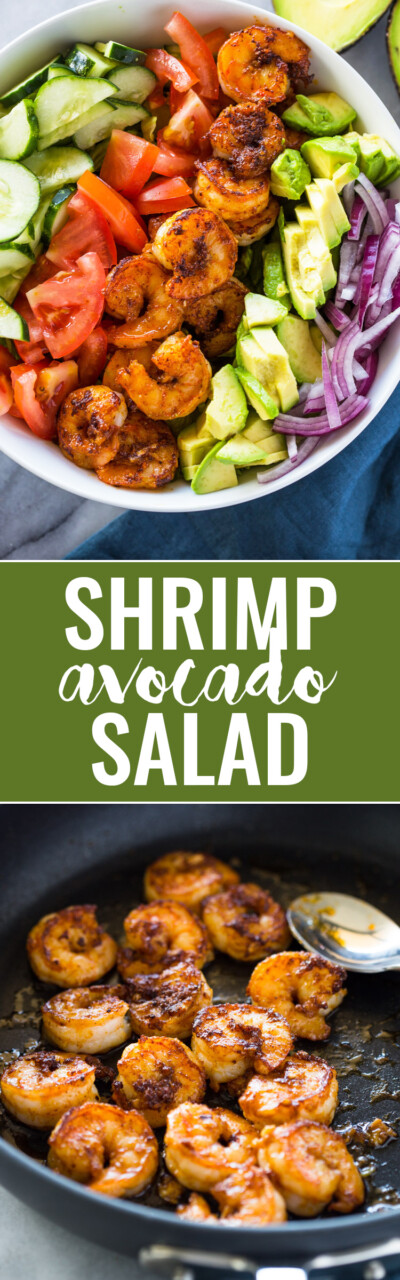 Skinny Shrimp & Avocado Salad with Cilantro Lime Dressing | Gimme Delicious