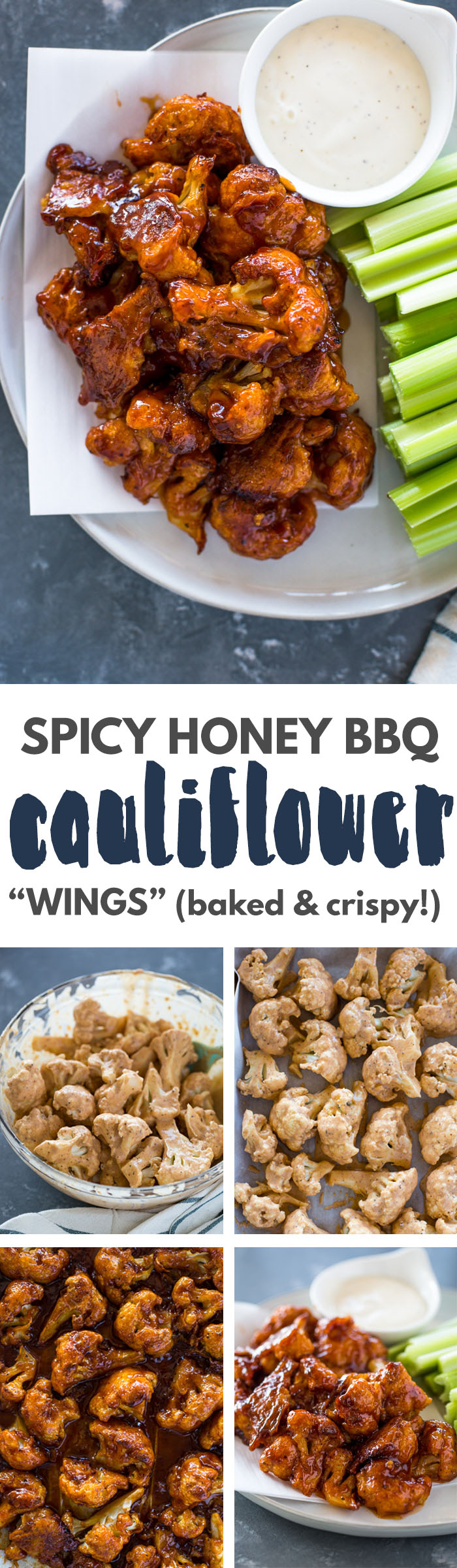 Baked Spicy Honey BBQ Cauliflower Wings 