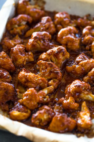 Baked Spicy Honey BBQ Cauliflower Wings | Gimme Delicious