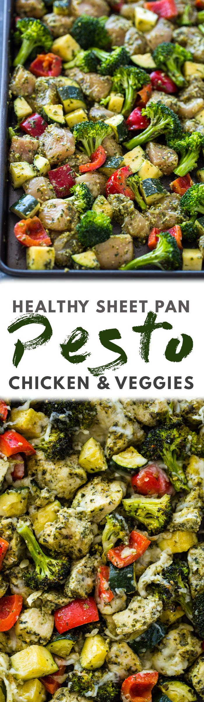 Healthy Pesto Chicken and Veggies (20 Minute Sheet Pan)