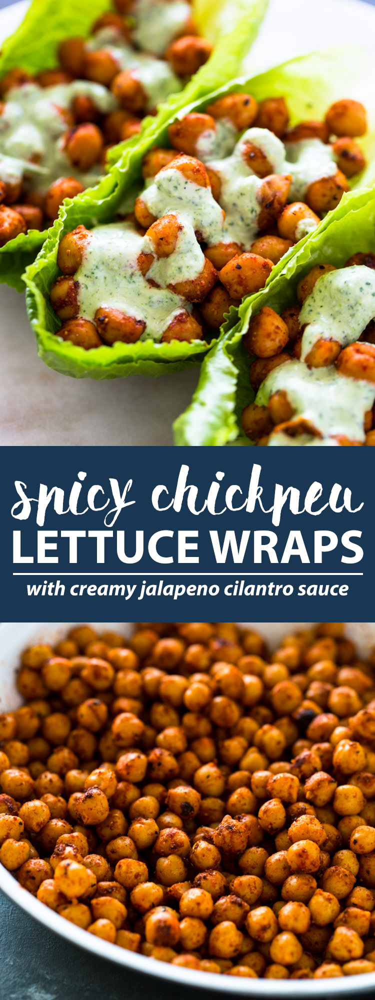 Spicy Chickpeas lettuce wraps with cilantro Jalapeno sauce (Vegan Option)