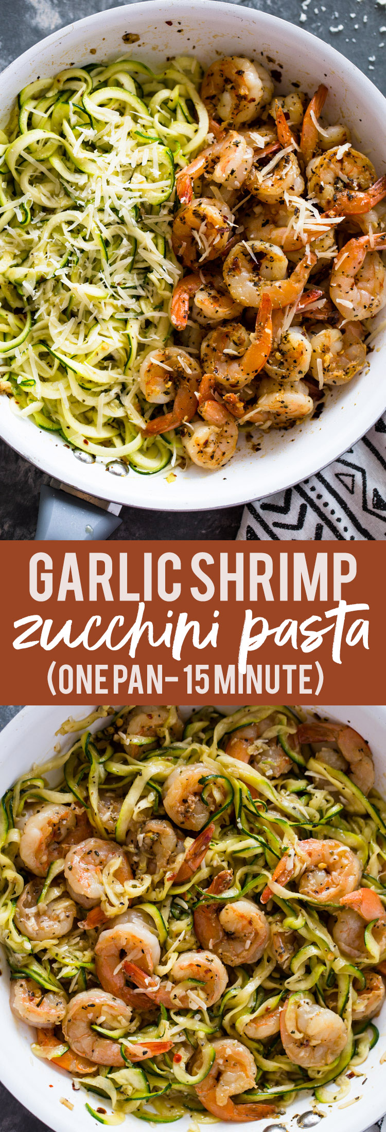 15 minute Garlic Shrimp Zucchini Pasta (One Pan)