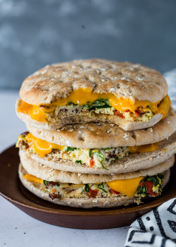 Healthy Make Ahead Egg & Cheese Breakfast Sandwiches (with Keto Option) 