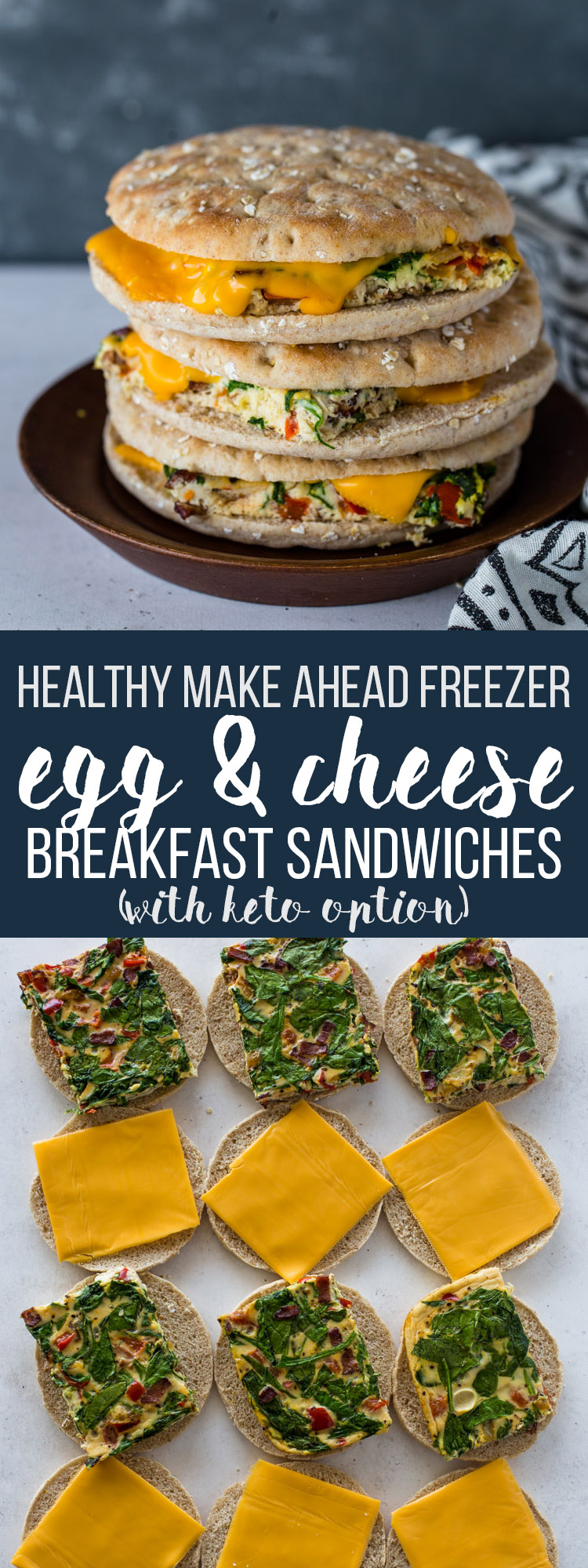 Healthy Make Ahead Egg & Cheese Breakfast Sandwiches (with Keto Option) 