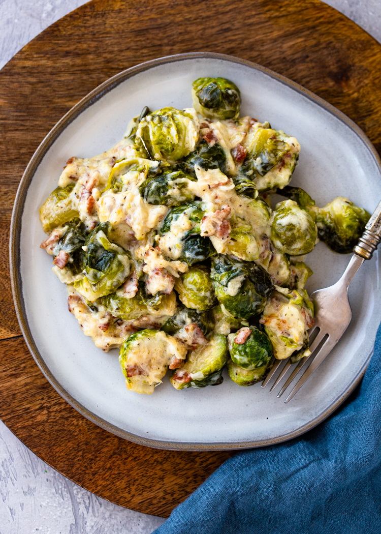Creamy Garlic Parmesan Brussels Sprouts (Keto/Low Carb)