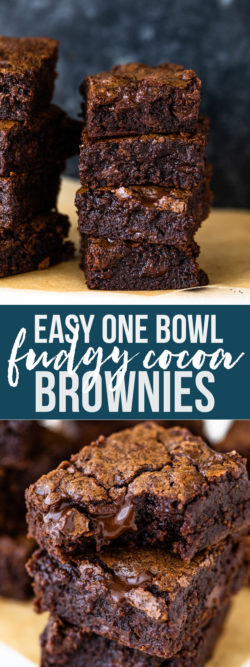 Easy One Bowl Fudgy Cocoa Brownies | Gimme Delicious