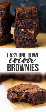 Easy One Bowl Fudgy Cocoa Brownies | Gimme Delicious